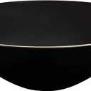 PLASTICPRO [16 OZ 40 Count] Black Plastic organic Party Soup bowls With Gold Rim Premium heavyweight Elegant Disposable Tableware Dishes