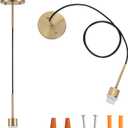 Pendant Light Kit Adjustable Hanging Light, E26 Vintage Lamp Socket DIY Pendant Light Cord, Semi Ceiling Pendant Lighting for Kitchen Island, Dining Room, Bedroom, Gold