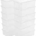 novelinks 12 Pack 6QT Plastic Storage Bins with Lids, Stackable Clear Containers with Latches, Durable Nestable Boxes for Office, Home, Garage, Shoes Organization