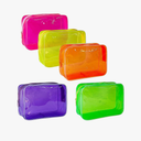 TotePrint 6 PCS Portable Waterproof Solid Makeup Bag Set for Travel, Clear Makeup Bag with Zipper for Purse Brush Bag Pen Pouch