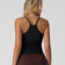 Womens Crop Tank Tops Seamless Yoga Sports Bra Padded Workout Halter Neck Camisole with Built in Bra (Black, L)