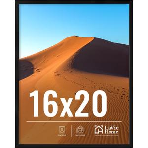 LaVie Home 16x20 Picture Frame for Wall Display, 16x20 Black Picture Frame with HD Plexiglas, 16 x 20 Poster Frame 1 Pack, Display Frame for Vertical or Horizontal, Classic Collection