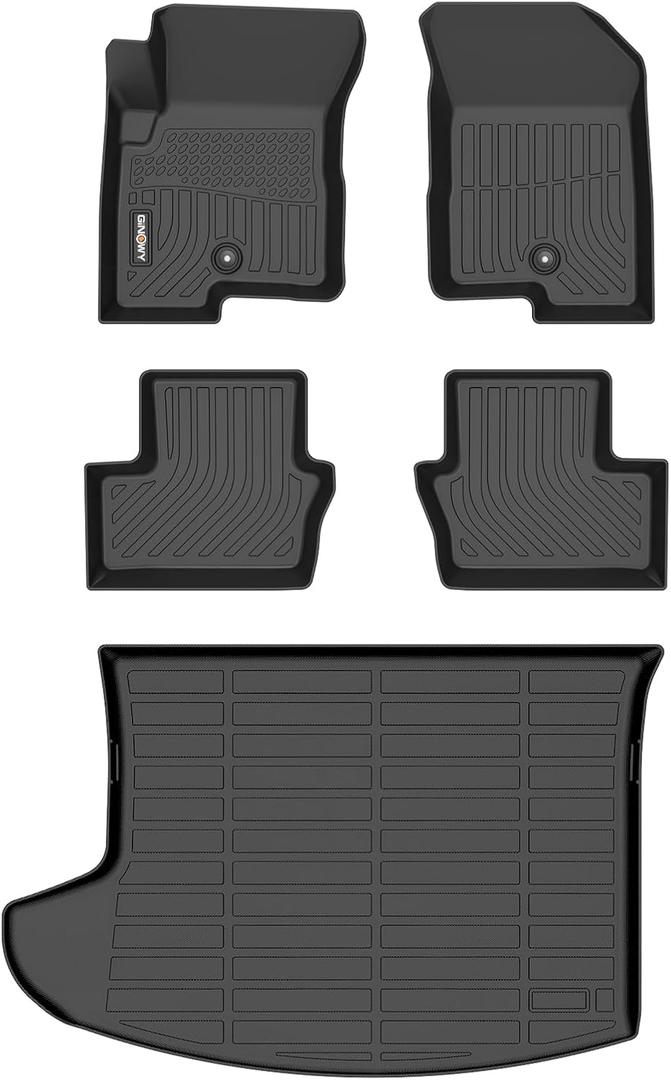 GINOWY- Floor Mats & Cargo Liner for 2007-2016 Jeep Compass/Patriot, 2007-2012 Dodge Caliber, 1st+2nd Row+Cargo mat, TPE All Weather Car Floor Mats Custom Fit Floor Liners for Compass Accessories Mat