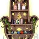 Wooden Hamsa Shelf for Crystals & Stones - Large 20 Inch Display Shelf for Essential Oils, Room Decor, Hamsa Wall Decor