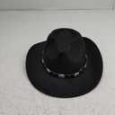 Womens Western Cowboy Hats Studded Pinched Western Cowgirl Hats Wide Brim Fedoras Hat with Belt Buckle (Size:Medium) (Black)