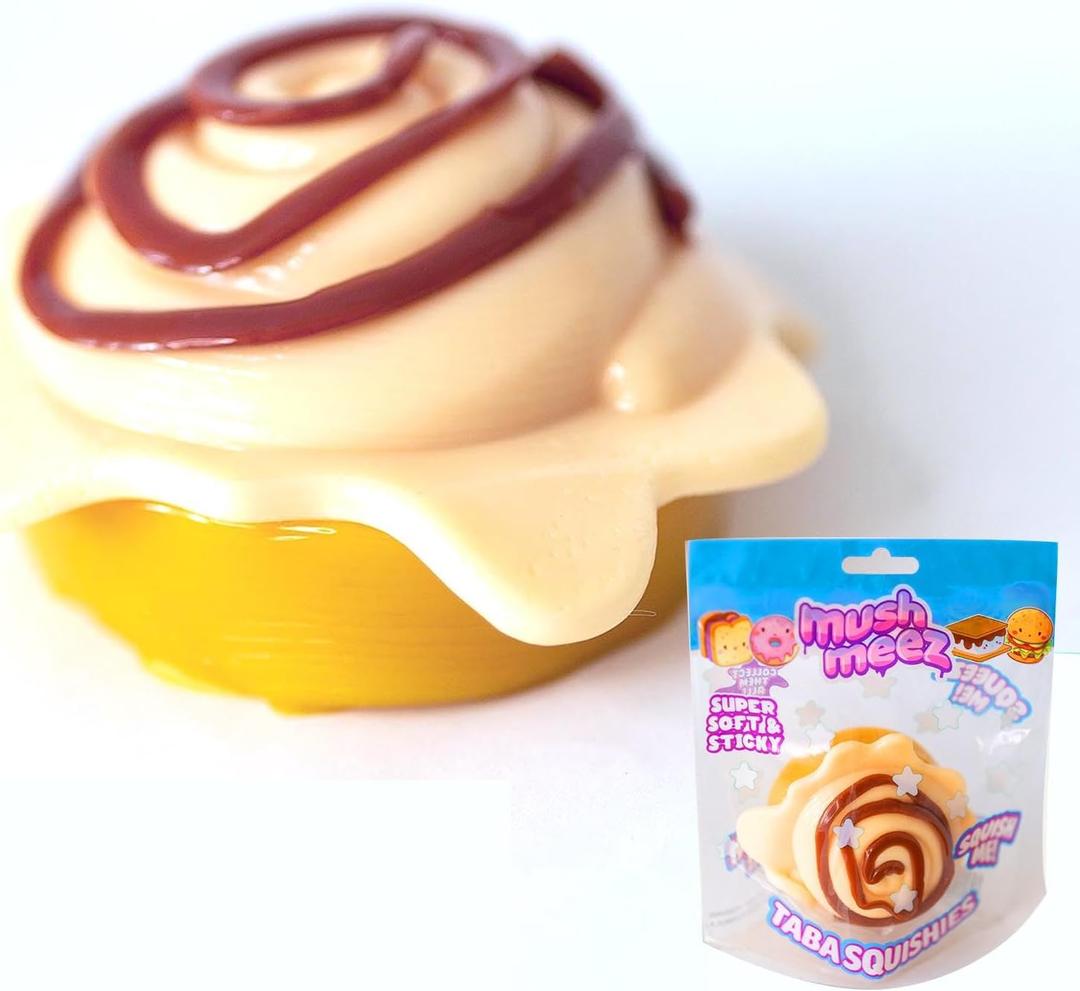 Taba Squishy- Cinnamon Roll (Jumbo) Large, 3.5" Super Soft & Sticky Layered TABA Squishies - Squish, Squeeze, Great for Stress Relief - Sensory / Fidget Play Food Squishy Toys