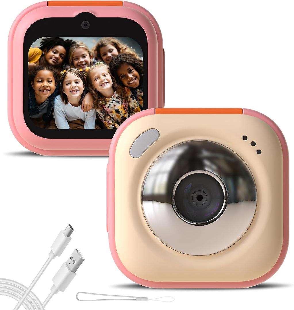 Upgrade Kids Selfie Camera, Christmas Birthday Gifts for Girls Age 3-9, HD Digital Video Cameras for Toddler, Portable Toy for 3 4 5 6 7 8 Year Old Boy Pink