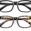 WOWSUN Unisex Stylish Nerd Non-prescription Glasses, Clear Lens Eyeglasses Frames, Fake Glasses , Set of 2 