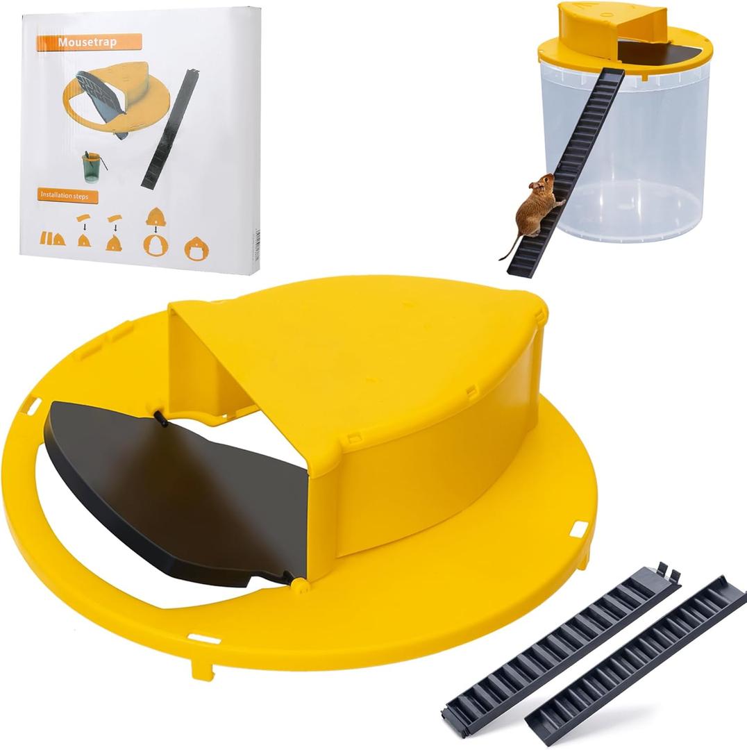 Mouse Trap Bucket- 5 Gallon Bucket Lid Mouse Rat Trap- Automatic Reset Flip and Slide Mouse Trap - Humane Mouse Rat Traps for Indoor Outdoor Use