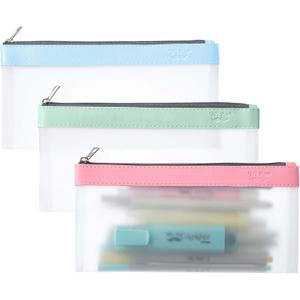 Mr. Pen- Clear Pencil Pouch, 8.50"x4.25", 3 Pack, Durable TPU Material, Medium Water-Resistant Pencil Bags with Smooth Zipper, Multipurpose Clear Pouch for Stationery, School, Office, Travel Supplies