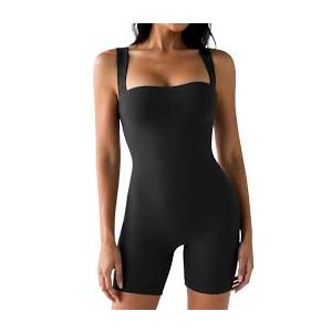 Sunzel Athletic Romper for Women Workout Tank Top Bodysuit One Piece Buttery Soft Jumpsuit Scrunch Shorts Yoga Gym Outfit, Size Small