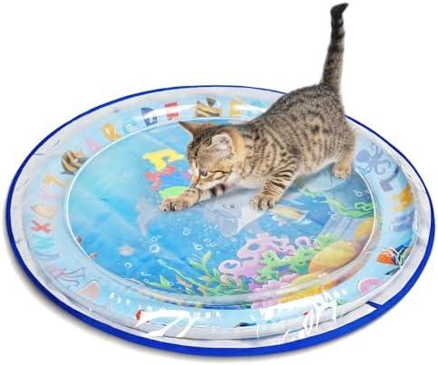 Toptakeit Cat Water Sensory Play Mat with Extra Protective Cover, Thickened Cat Water Mat Bed for Cats Dogs Kittens Puppies.2 packs