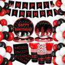 Birthday Party Decorations Serve 24, 189Pcs Birthday Party Supplies, Dinner Plates Dessert Plates Napkins Cups Forks Banner Balloons for Birthday Party Favors