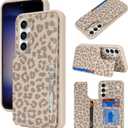 iCoverCase Compatible with Samsung Galaxy S23 FE Case with Card Holder, S23 FE Wallet Case for Women Men [RFID Blocking] PU Leather Protective Phone Case for S23 FE (Beige Leopard)