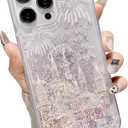 iFiLOVE for iPhone 16 Pro Max Bling Liquid Castle Fireworks Case, Cute Luxury Sparkle Flowing Glitter Quicksand Shockproof Protective Case Cover for Girls Women Kids (Pink)