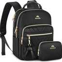 MATEIN Mini Backpack for Women, Waterproof Stylish Daypack Purse Shoulder Bag with USB Charging Port, Lightweight Small Casual Daily Travel Backpack, Lady Girls Gifts for Work School, 2pcs Sets, Black