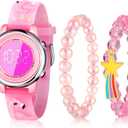 Yaomiao 3 Pieces Kids Unicorn Digital Sport Watches and Bracelets,7 Color Lights, Alarm, Stopwatch, 3D Waterproof Watch Gift for Girls 3-10 Years Old
