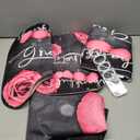 4Pcs Pink Rose Shower Curtain Sets, Thankful Grateful Blessed Bathroom Curtain with Non-Slip Rug, Toilet Lid Cover, Bath Mat and 12 Hooks, Romantic Showy Floral Wedding Decor for Bath, 72 x 72 inch