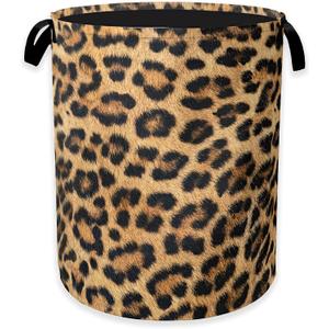 Laundry Hamper,Classic Leopard Laundry Basket,Wildlife Fur Print Portable Collapsible Laundry Room Organization Storage for Dorm Room,Nursery,Bathroom,Bedroom,16x20 Inch