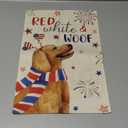 Louise Maelys 4 of July Garden Flag Golden Retriever Dog Red White and Woof Independence Day 12x18 Inch Double Sided Stars and Stripes Small Burlap Yard Sign Outside Outdoor House Decor