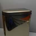 mDesign Small 2.6 Gallon/10 Liter Stainless Steel Metal Step Trash Can Garbage Bin for Bathroom, Bedroom, Office, D-Shape Trashcan with Foot Pedal/Lid, Removable Liner Bucket with Handles, Soft Brass