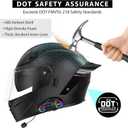 Bluetooth Motorcycle Helmet, Full Face Flip Up Modular Motorcycle Helmet with Bluetooth intercom headsets, DOT Approved Dual Visor Helmets (Black, L)