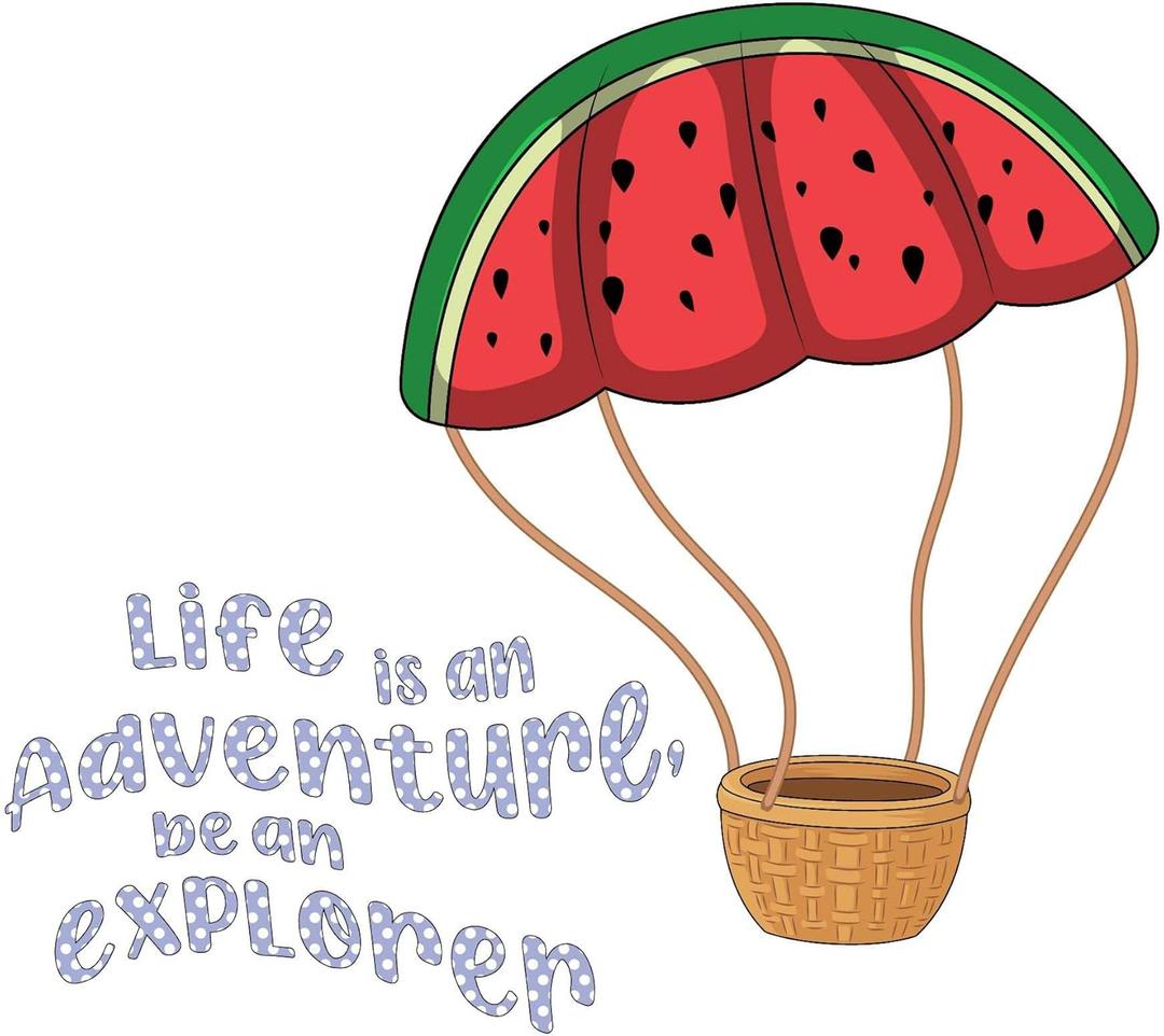 Cute Hot Air Balloon Wall Decal Life is Adventure Be Explorer Life is Adventure Quote with Watermelon Balloon - Size: 40 Inch X 36 Inch