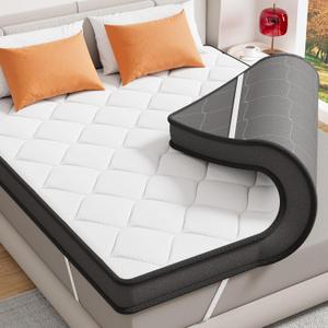 ELEMUSE 3 Inch Full Memory Foam Mattress Topper, High Density Gel Foam Bed Toppers with Cooling Pillowtop for Back Pain Relief, Medium Firm Mattress Pad for Comfort Body Support