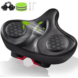 Zacro Oversized Bike Seat, Wide Bicycle Seat, Universal Bike Saddle with Dual Shock Absorbing Ball, Memory Foam, for Peloton Bike & Bike+, Exercise Mountain Stationary Bikes, for Men and Women