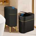 LALASTAR Automatic Bathroom Trash Can with Lid, Motion Sensor Bathroom Garbage Can for Toilet, Slim Smart Waste Basket for Kitchen, Living Room, 2.5 Gallon, Black (Black-1 Pack)