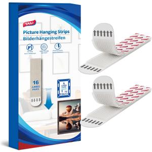 TAILI Picture Hanging Strips Heavy Duty, Extra Large 16 Pairs (32 Strips) Frame Hangers for Walls, Pictures Kit Without Nail, Damage Free Adhesive Poster Decor, Art, Mirror