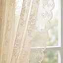 Horaldaily Beige Lace Curtains for Living Room and Bedroom, Boho Farmhouse Floral Sheer Curtains, Rod Pocket, Light Filtering, Vintage Sheer Drapes, 55" W x 63" L, 2 Panels