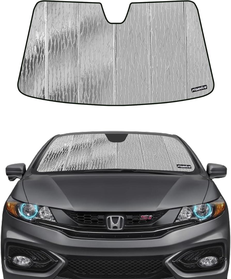 Pigenius Windshield Sunshade for Honda Civic Coupe 2012-2015, Reversible Silver/Black