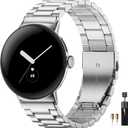 Metal Bands Compatible with Google-Pixel-Watch-2-Band for Women Men, No Gap Stainless Steel Band for Pixel Smartwatch 32024/2/ 1 41mm