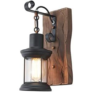 Vintage Industrial Wall Sconce, Rustic Light Fixtures Wood Metal Farmhouse Indoor Black Wall Sconce Fixture for Dining Room, Hallway, Hotel, bar, Porch Corridor Decorate