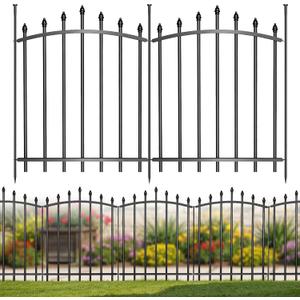 5 PanelsNo Dig Edging Decorative Garden Fence 32 in H x 24 inLMetal Rustproof PanelOutdoor Dog FenceAnimal Isolation Fence Suitable for GardensRoman Column Black