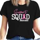 in October We Wear Pink Shirt Breast Cancer Shirts Cancer Support Squad Short Sleeve Pink Ribbon Tee Tops (XX-Large, Black)