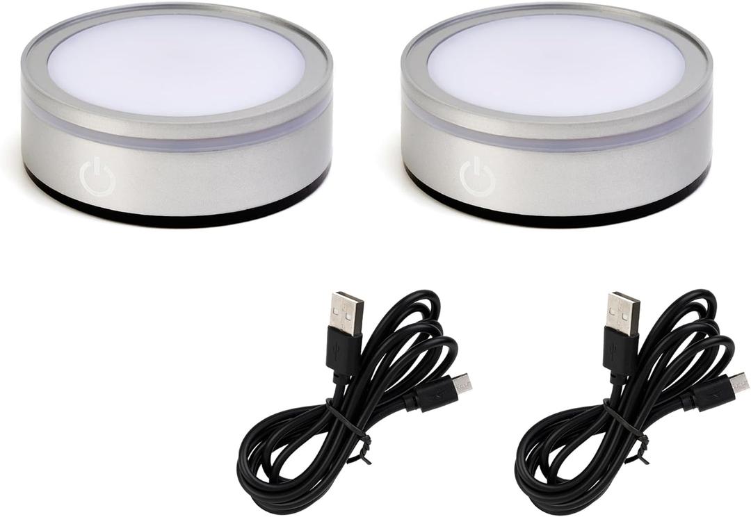 BS Round Crystal Display Base - 6-Color Touch LED Platform for 3D Art, Home Decor & Holiday Gifts (2.682.681.18in) Set of 2