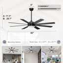 60'' Ceiling Fans with Lights - Modern Black Ceiling Fan Remote/APP Control, Dimmable, Quiet DC Motor Ceiling Fan for Indoor/Covered Outdoor