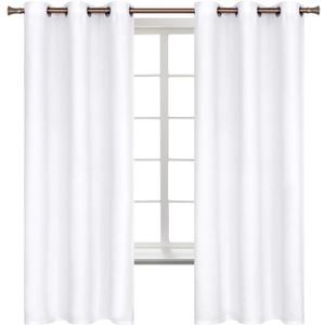 BGment White Curtains 63 Inch Length for Bedroom - Room Darkening Thermal Insulated Grommet Drapes Window Treatment, Set of 2 Panels, 42 x 63 Inch, Pure White