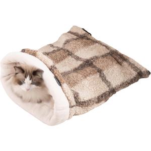 Cat Bed Cave Sleeping Bag, Pet Mat Warming Pad Sack for Cats and Small Dog, Burrowing Cozy Soft Comfortable Bed(for Small and Medium Cats) (khaki)