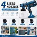 1000W High Power Paint Sprayer - Corded HVLP Paint Gun with 4 Sizes Copper Nozzles, Easy to Clean & Control Power Painter for House Painting, DIY Crafting, Tables & Chairs (Blue)