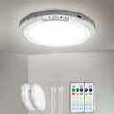 Rechargeable Motion Sensor Ceiling Light Indoor Outdoor w/Remote, 7.08 Inch Battery Operated Flush Mount Ceiling Light 3000K 4000K 6000K 400LM Dimmable for Closet Hallway Laundry Stairs (2), 7.08"L x 7.08"W x 0.63"H