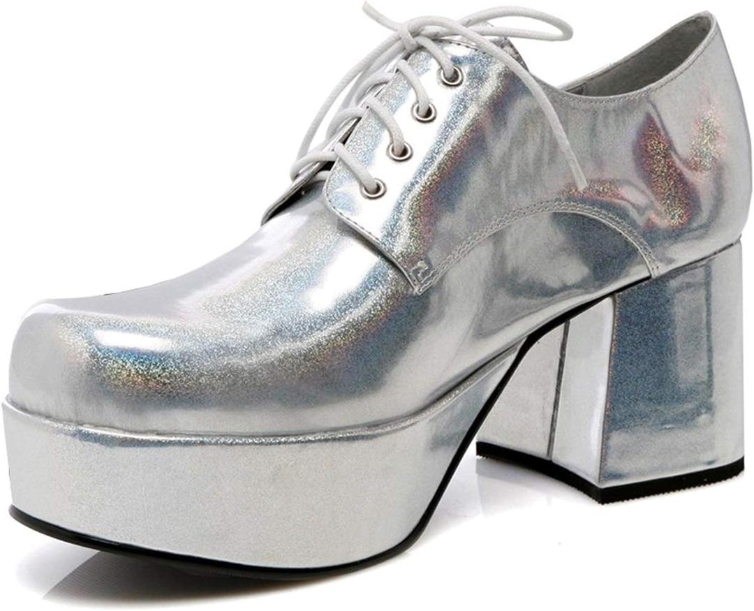 Ellie Shoes Men's Platform, Silver, X-Large