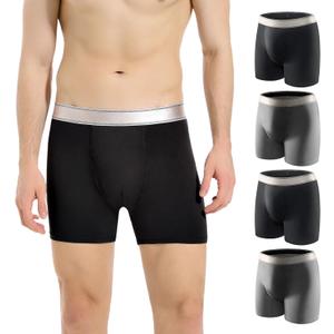 Carer Mens Incontinence Underwear Washable 150ml Absorbent Leak Proof Underwear for Men Bladder Leak with Front Fly Reusable Mens Urinary Incontinence Boxer Briefs 4pk L (2 Black/2 Gray)