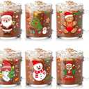 Baderke 6 Pcs Christmas Glass Mugs Set 12 oz Christmas Coffee Mugs with Handle Snowman Snowflake Coffee Cup Xmas Tree Santa Claus Cup for Hot Chocolate Women Men Gift (Xmas)