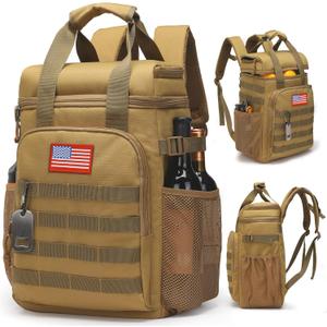 Tactical Backpack Cooler,Lunch Backpack for Men Adults Work with HandleSoft Cooler Backpack Insulated Waterproof Leak Proof (Brown)