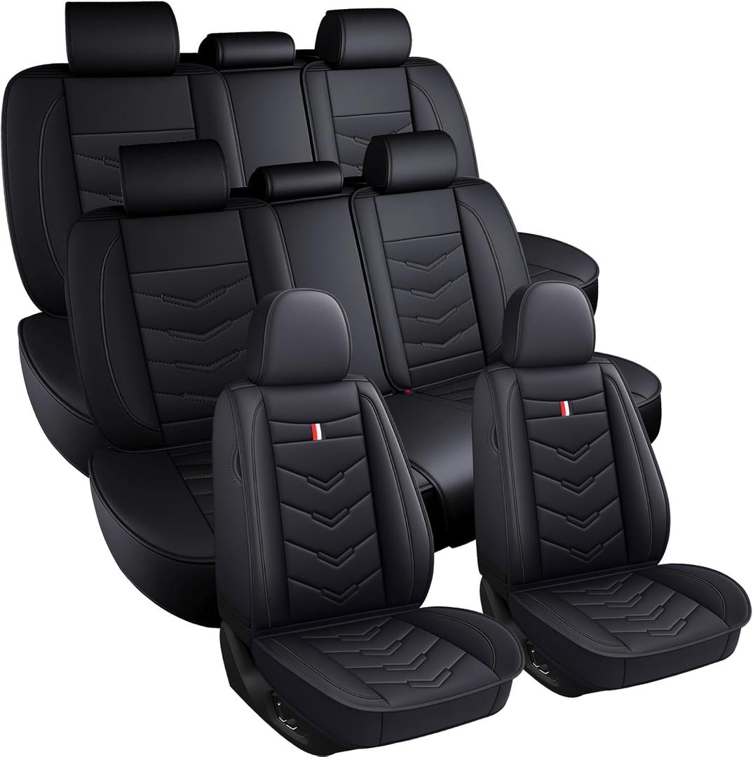 Car Seat Covers 8 Seats for Toyota Sienna 2000-2026, Waterproof Durable Leather Vehicle Cushion Covers, Breathable Full Coverage Seat Protector(Standard,Black)