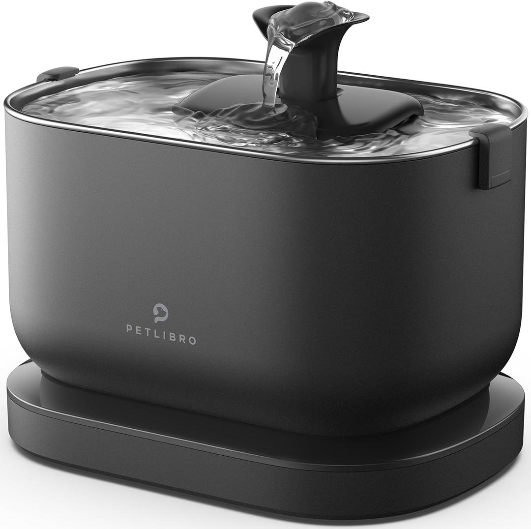 PETLIBRO Cat Water Fountain, Cordless Pet Water Fountain Battery Operated, 2.5L/84oz Dockstream Water Fountains for Cats Indoor, Cat Fountain with Stainless Steel Tray, Easy to Clean BPA-Free (Black)