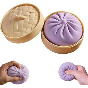 Giant Glitter Dumpling Squishy Toy  Large Soft Squeeze Sensory Fidget for Stress Relief, Cute Dumpling-Shaped Novelty Desk Toy for Adults & Teens (Purple, Non-Edible)